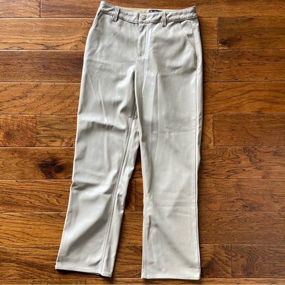 ASOS Design Faux Leather Beige Wide Leg Pants - Size 8 - Picture 1 of 4